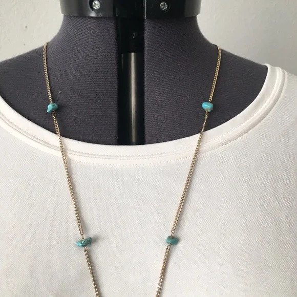 Boho Turquoise and Quartz Crystal Necklace - Picture 2 of 4